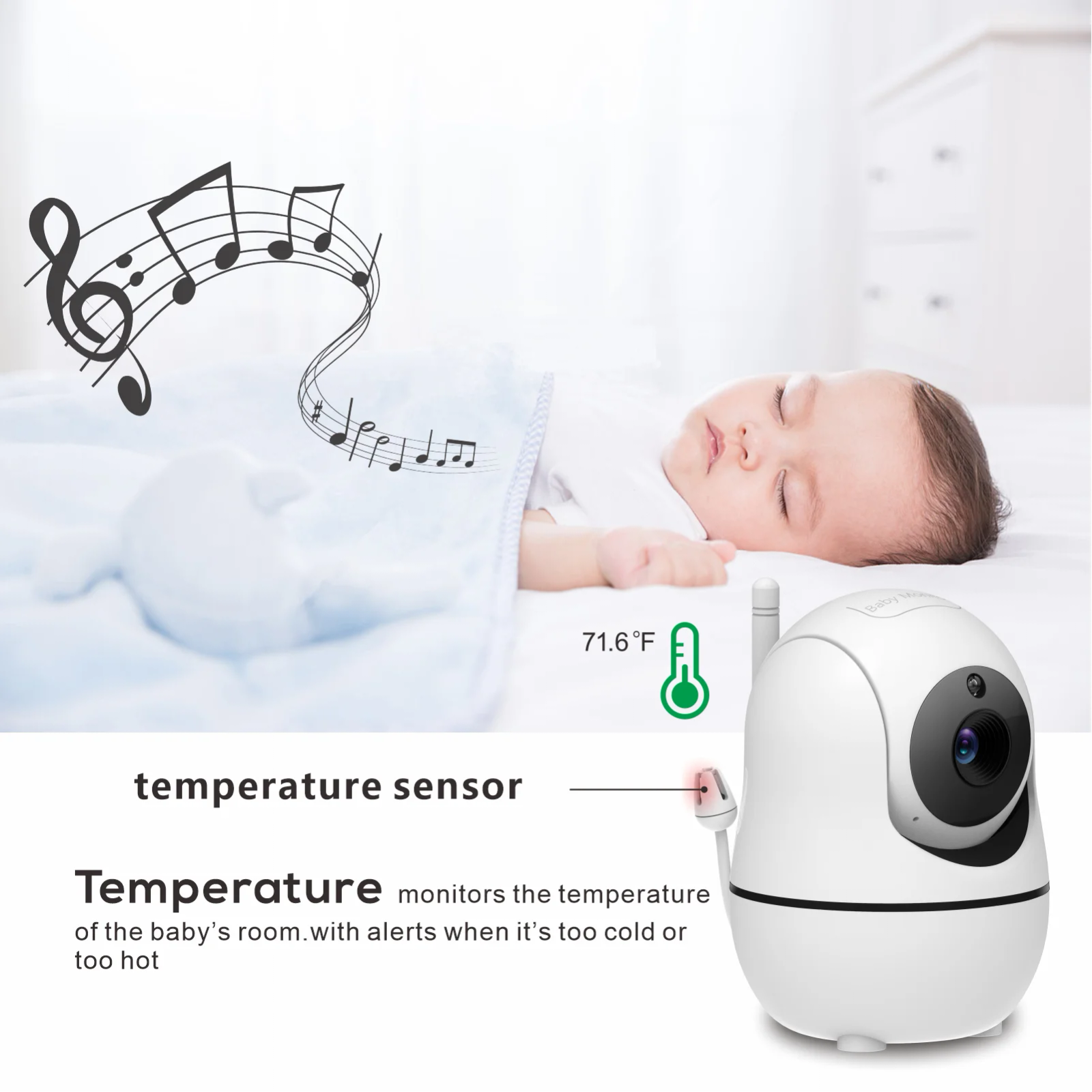 New 5 inch Video Baby Monitor with Camera and Audio, 4X Zoom, 22Hrs Battery, 1000ft Range 2-Way Audio Temperature Sensor Lullaby New 5 inch Video Baby Monitor with Camera and Audio, 4X Zoom, 22Hrs Battery, 1000ft Range 2-Way Audio Temperature Sensor Lullaby